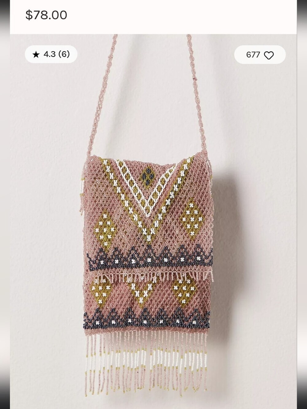 NWT! Free People, Bella Beaded Bag, Pixie Dust, MSRP $78